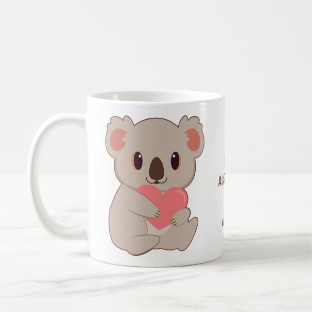 Texte et nom personnalisés Love Koala tasses (Gauche)