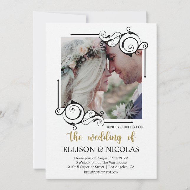 Texte et photo simples et élégants Invitations de  (Devant)