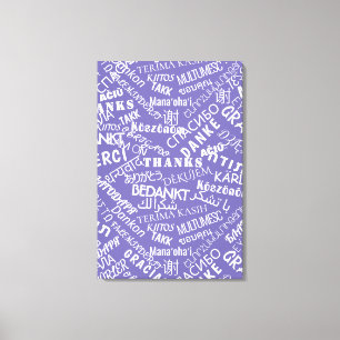 Texte Merci Toile Violette Impression Multilingue
