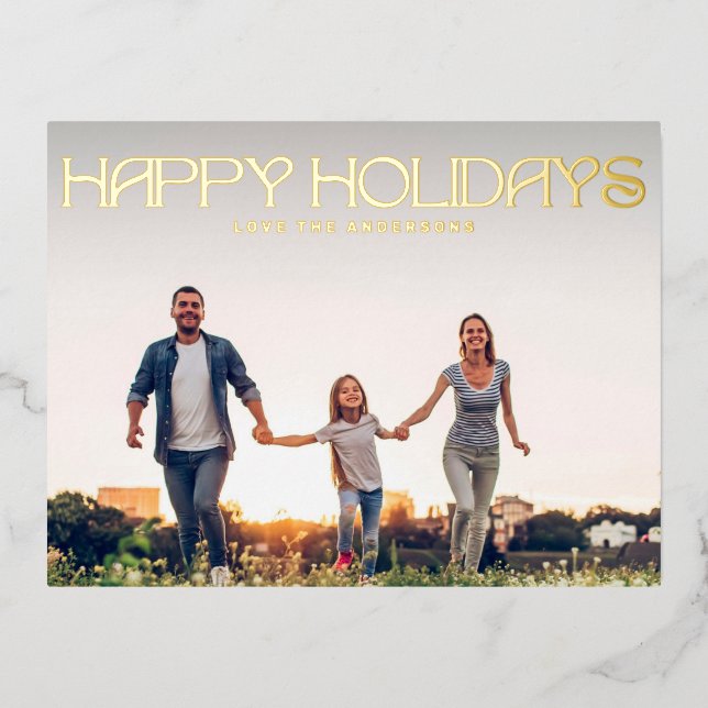 TEXTE MODERNE HEUREUX VACANCES Gold Photo (Recto)