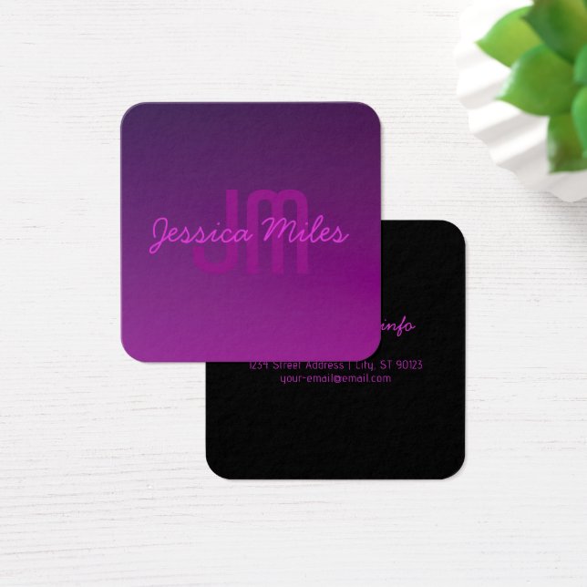 Texte monogramme modifiable moderne & Ombre violet (Bureau)