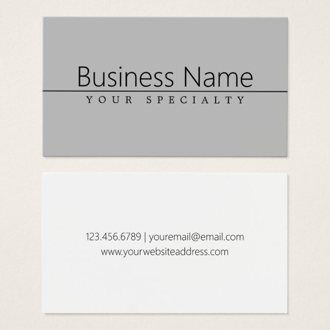 Texte noir classique simple sur gris (Devant & derrière)