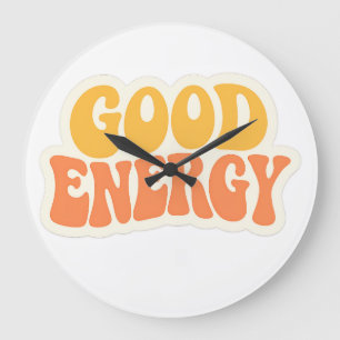 Texte ondulé rétro GOOD ENERGY – Grande horloge
