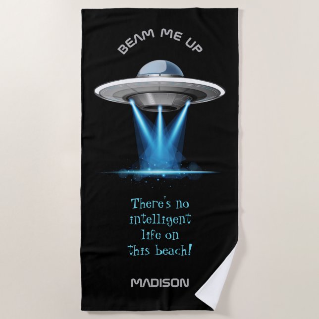 Texte personnalisé amusant UFO Serviette de plage  (Devant)