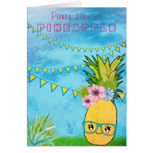 Texte personnalisé / Ananas de fête Kawaii Summer 