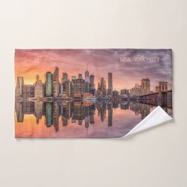Texte personnalisé New York City Skyline (Serviette à main)