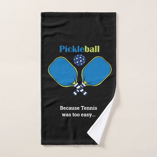 Texte personnalisé rose et bleu Pickleball (Serviette à main)