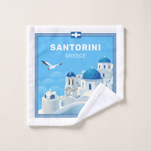 Texte personnalisé Santorin Grèce (Gant de toilette)