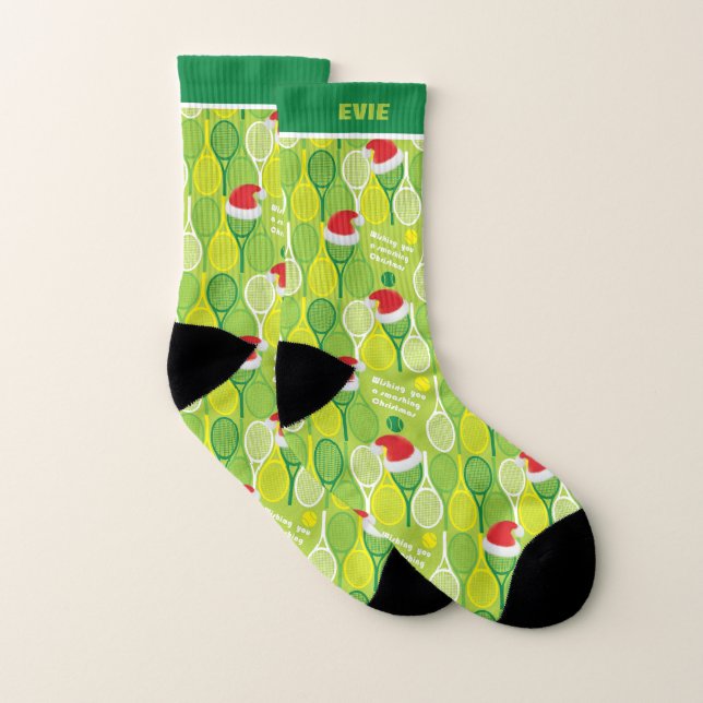 Texte personnalisé, 🎄 vert Jeu de Noël 🎾 tennis (Paire)