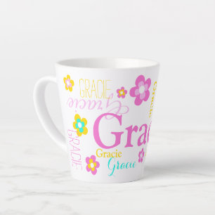 Texte und grafische Blume - Mädchenbezeichnung Gr Milchtasse