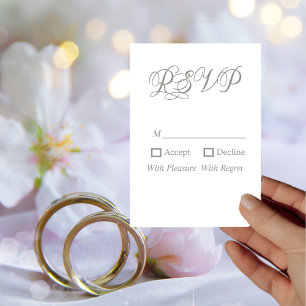 Texte vert Sage moderne sur carte RSVP de mariage 