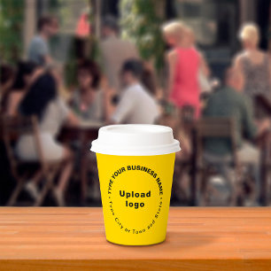 Texte zu "Round Pattern Business Brands" auf Gelb Pappbecher