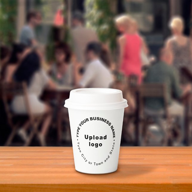 Texte zu "Round Pattern Business Brands" auf Weiß Pappbecher (Round pattern business brand texts with logo on white paper cup.)
