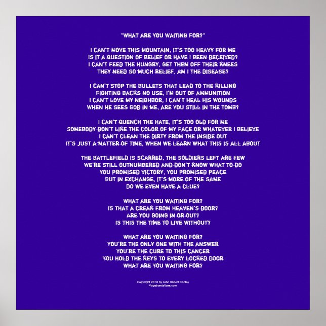 Texte zu "Wozu warte du?" Poster (Vorne)