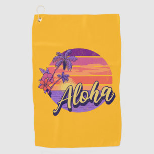 Textentwurf "Aloha" im Retro-Stil Golfhandtuch