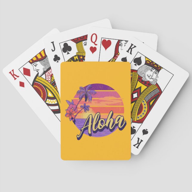 Textentwurf "Aloha" im Retro-Stil Spielkarten (Rückseite)