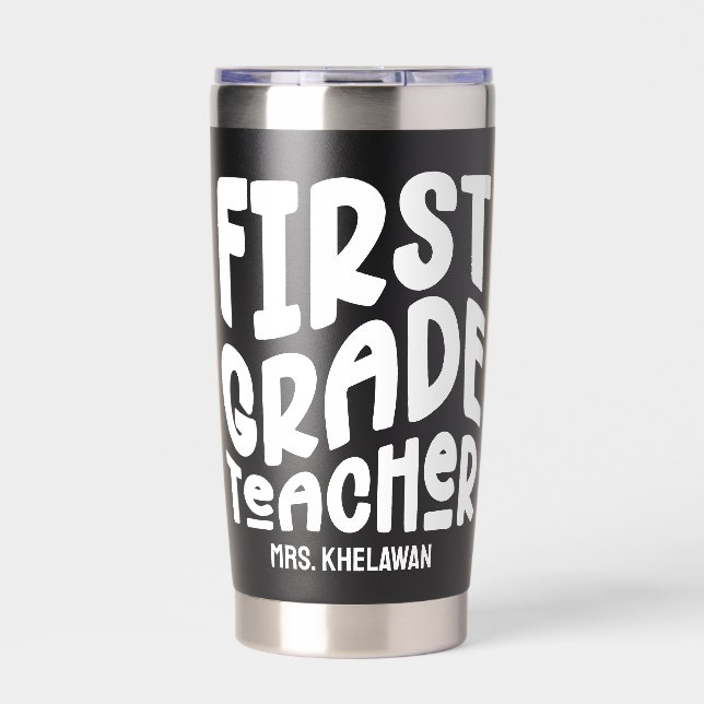 Textentwurf der ersten Klasse für Lehrer Minimalis Thermobecher (Vorderseite)
