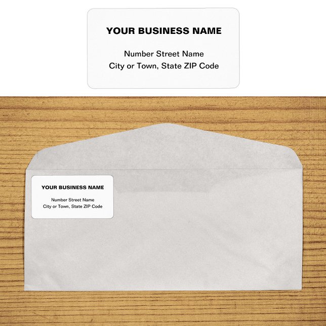 Textes simples Étiquette de adresse d'entreprise b (Plain text white business address label on envelope)