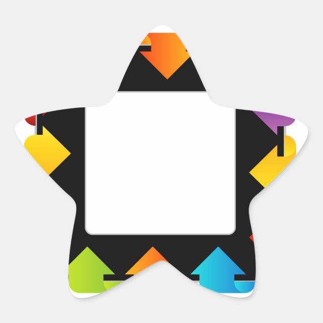 Textfeld mit Pfeilen Stern-Aufkleber (Vorderseite)