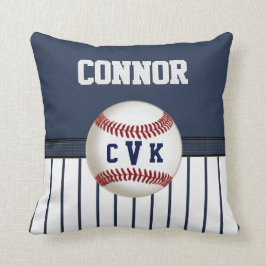 Textfeld "Navy and White Striping Baseball Pillow Kissen
