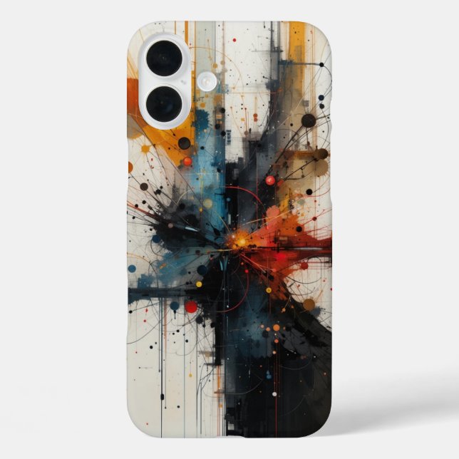 Textierte Abstrakte Kunst iPhone 16 Plus Hülle (Rückseite)