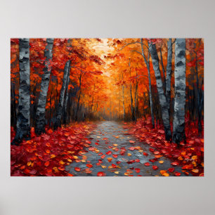 Textierte Herbst-Waldkunst Print für gemütliche Zu Poster