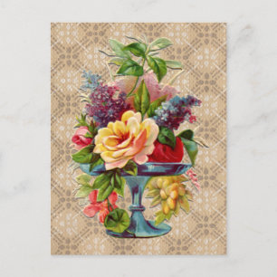 Textierte Vintage Blumendarstellung Postkarte
