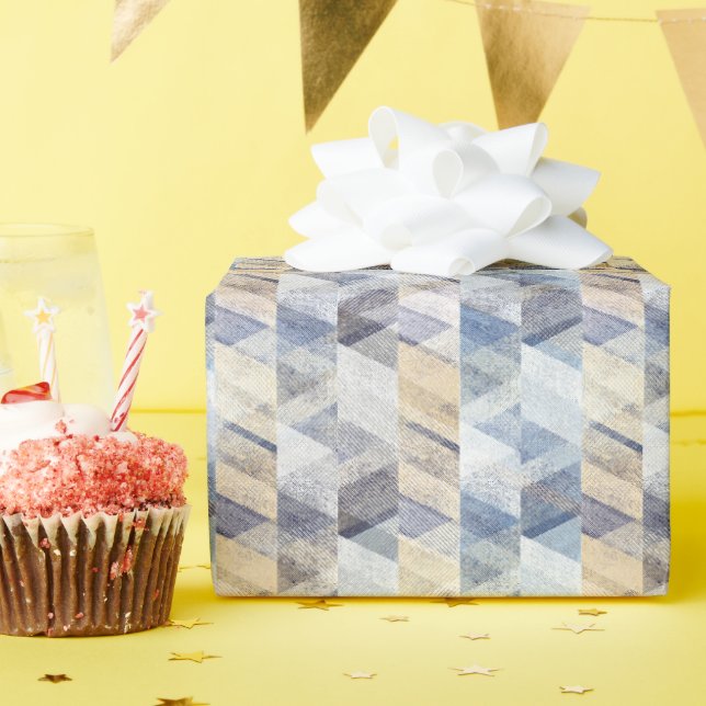 Textil hellblau, beige Zigzag Geschenkpapier (Geburtstagsparty)