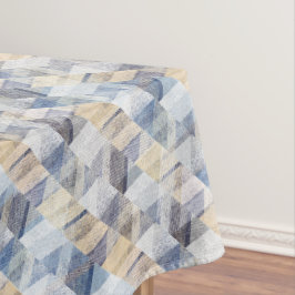 Textil hellblau, beige Zigzag Tischdecke