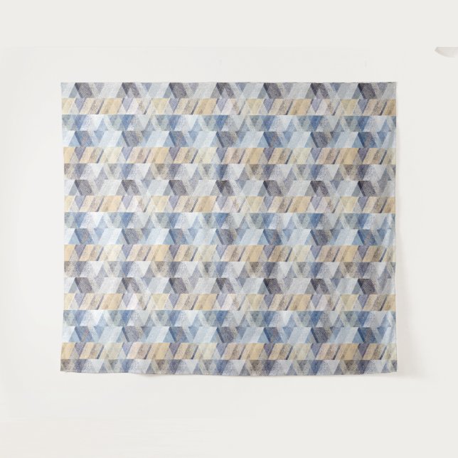 Textil hellblau, beige Zigzag Wandteppich (Vorderseite (Horizontal))
