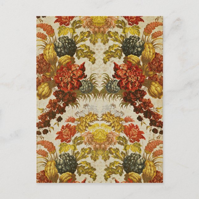Textil mit mehrfarbigem Blumenmuster Postkarte (Vorderseite)