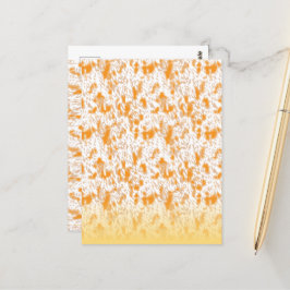 Textil-Muster mit einem lebhaften Orange und Gol Postkarte