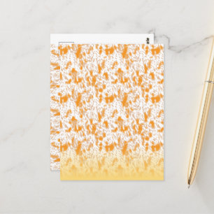Textil-Muster mit einem lebhaften Orange und Gol Postkarte
