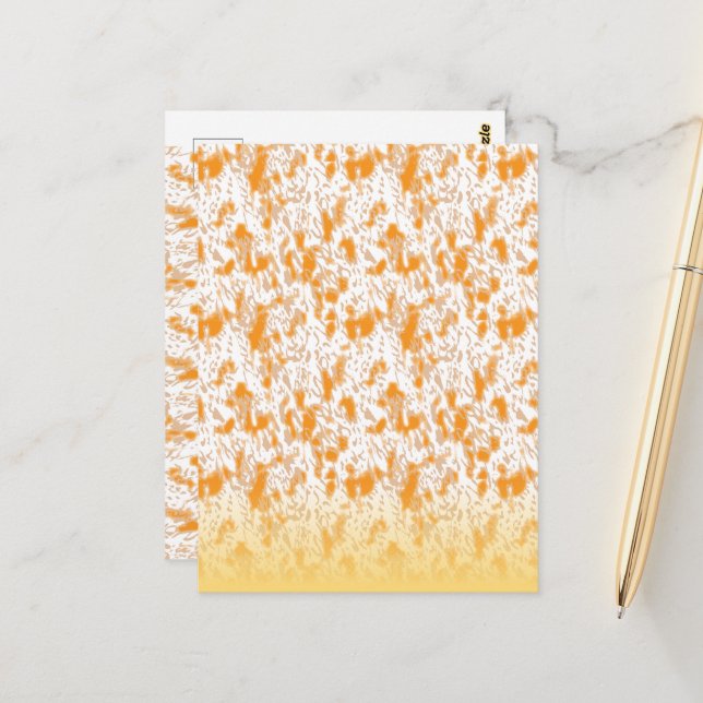 Textil-Muster mit einem lebhaften Orange und Gol Postkarte (Vorderseite/Rückseite Beispiel)
