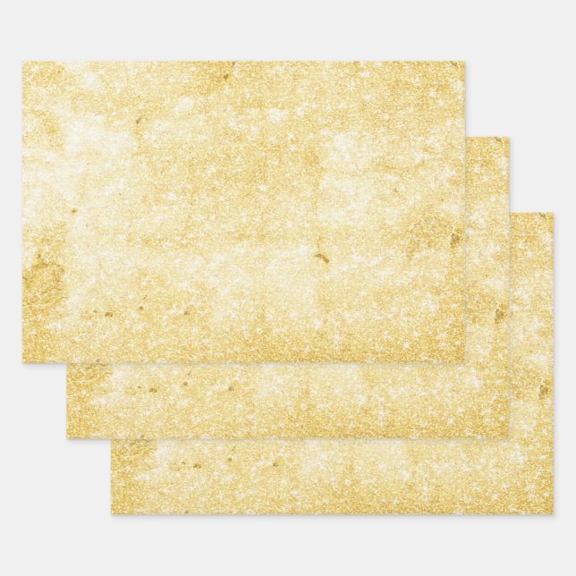 Textil Vintag Rustikales Gold Grunge Muster Geschenkpapier Set (Set)