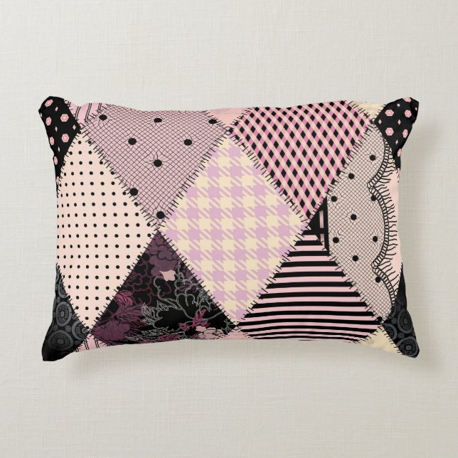 Textil Wäsche: Patchwork Vintage Muster Dekokissen (Vorderseite)