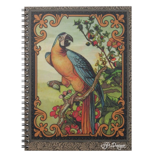 Textile Art Bird Notebook Notizblock (Vorderseite)