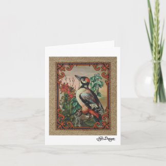 Textile Art Bird Notecard Karte