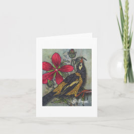 Textile Art Bird Notecard Karte