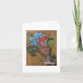 Textile Art Bird Notecard Karte