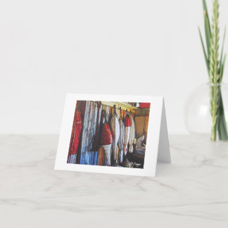 Textile Art Boat Notecard Karte