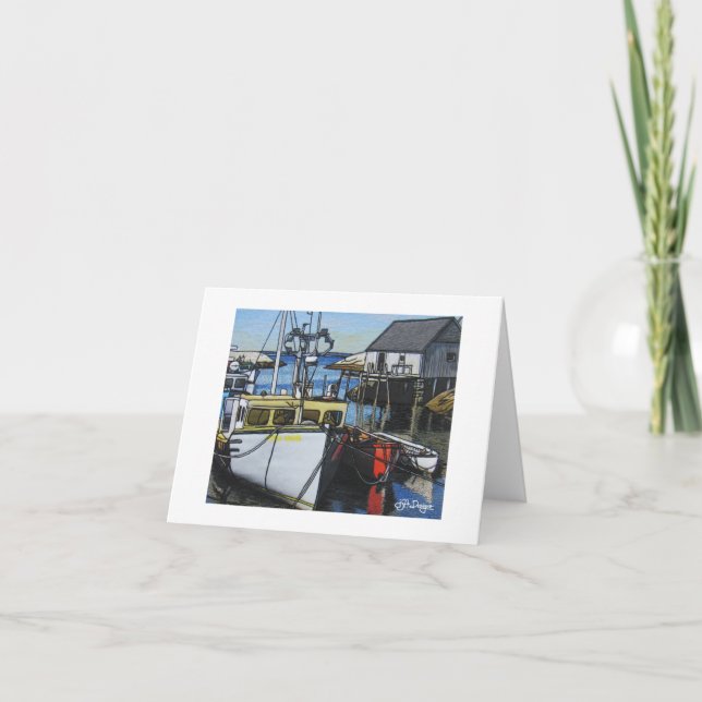 Textile Art Boat Notecard Karte (Vorderseite)