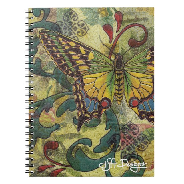 Textile Art Butterfly Notebook Notizblock (Vorderseite)