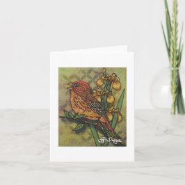 Textile Art Carte pour notes d'oiseaux