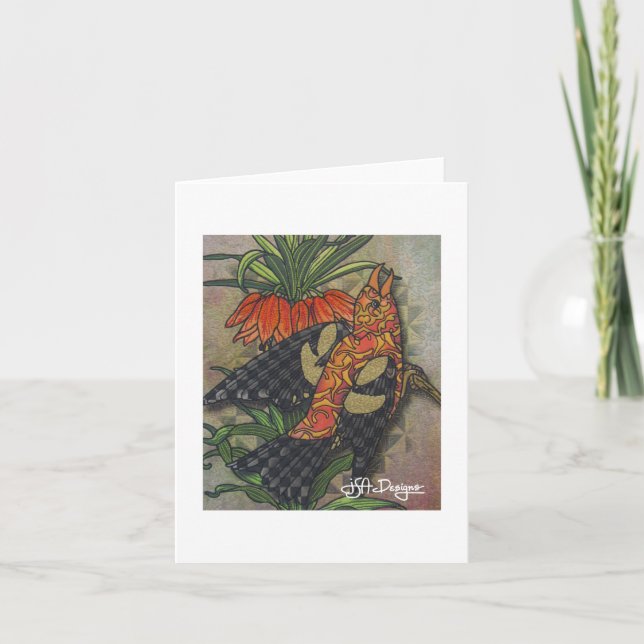 Textile Art Carte pour notes d'oiseaux (Devant)
