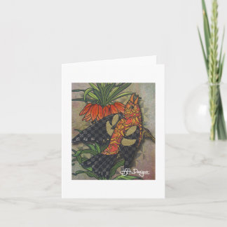 Textile Art Carte pour notes d'oiseaux
