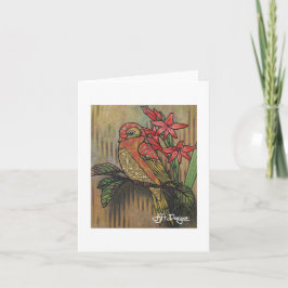 Textile Art Carte pour notes d'oiseaux