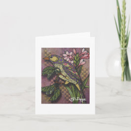 Textile Art Carte pour notes d'oiseaux