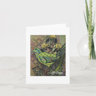 Textile Art Carte pour notes d'oiseaux