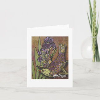 Textile Art Carte pour notes d'oiseaux